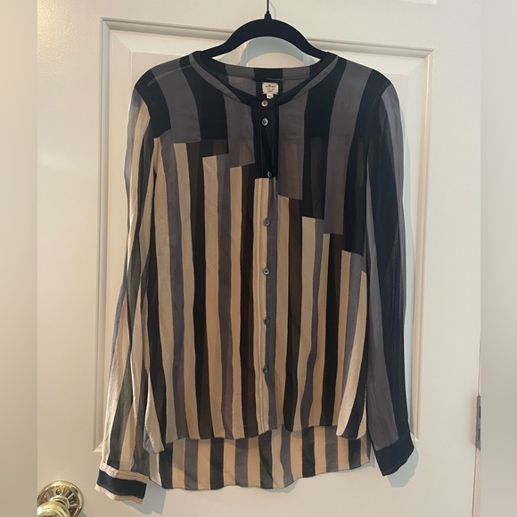 Repeat Pure Silk Striped Blouse main image 1